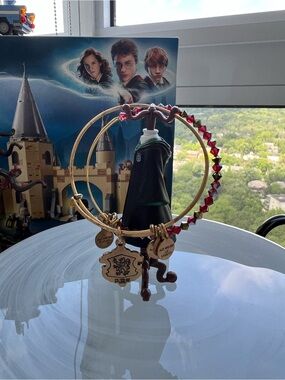 Harry Potter Brass Bangle Bracelet Set with Red Swarovski Crystal Accent